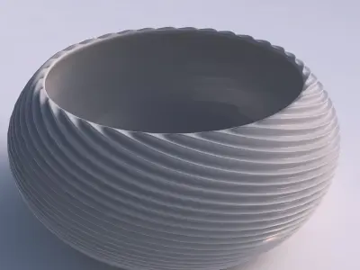 Bowl spheric squeezed wide with bent extruded lines 2 3D print model