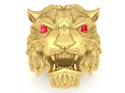 Luxury Lion Head Ring for Men 3D Jewelry Model 3767 3D print model