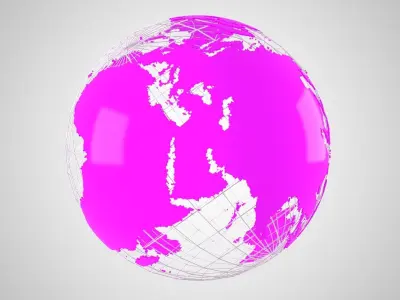 Globe News Skeleton Pink 3D model