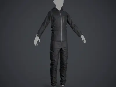 Black Snowboard Outfit Style 1 Low-poly 3D model