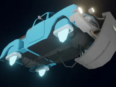 Game Ready Retro Hover Car Low-poly 3D model