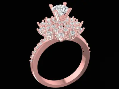 Luxury Snowflake Diamond Cluster Ring for Women  2692 3D print model