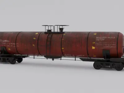 Oil Tank Train Car and Boxcar 3D model Low-poly 3D model