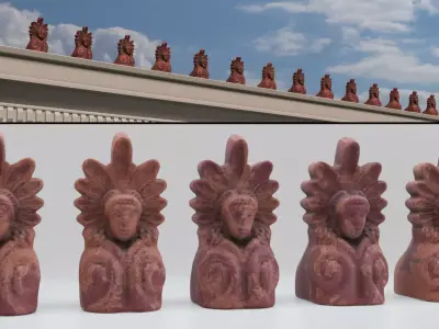 Greek Architectural Roof Decoration Low-poly 3D model