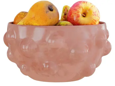 Conference Pears and Apples in a Round Decorative Vase 3D model