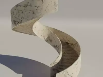 Marble stairway 3D model Low-poly 3D model