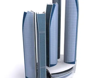 ETIHAD TOWER 3d Model  Low Poly Low-poly 3D model