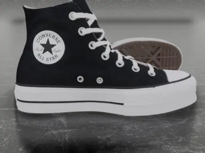 CONVERSE 3D SHOES - BLACK HIGH Low-poly 3D model