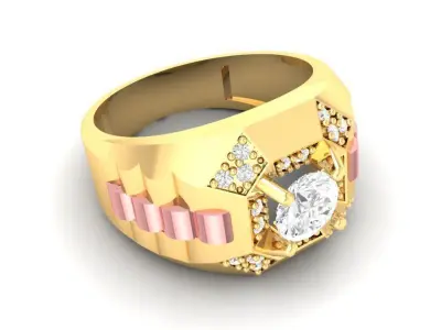 Luxury Two Tone Diamond Men Ring  177 3D print model