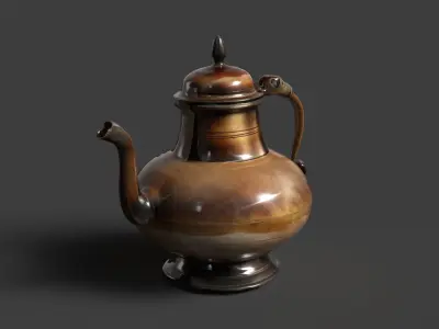 Chinese brass teapot figure  Low-poly 3D model