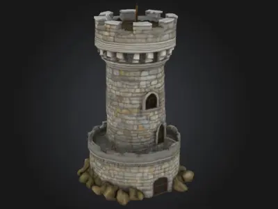 Medieval Rock Outpost Watchtower STL OBJ 3D model
