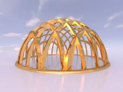 Architectural dome with contours in grid 3D model