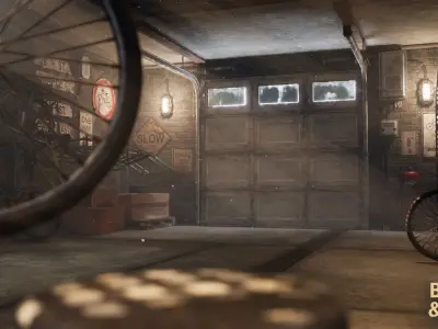 Bicycle Repair Shop Environment Low-poly 3D model