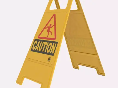 Caution Floor Sign Low-poly 3D model