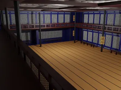 Japanese Dojo Low-poly 3D model