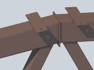 Steel Frame Structure Construction -Truss Low-poly 3D model