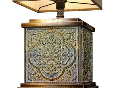 High Green Copper Arabic Oriental Nightstand buffet Table Lamp 3D model