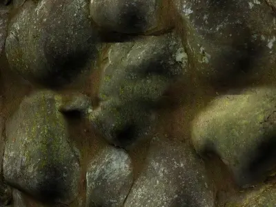 Tilable Mossy Rock wall 3D model