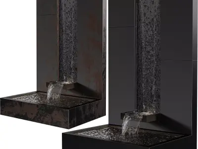 Minimalist Wall Water Fountain - Modern 3D Water Feature Low-poly 3D model
