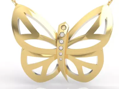 Elegant butterfly diamond pendant  3D print model