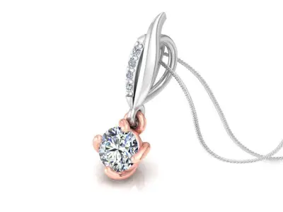 pendant diamond in rose and gold 3D print model