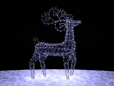 Christmas deer in garlands 3D model