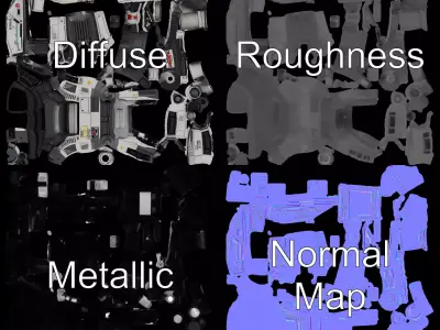 Futuristic White Blaster model pack Low-poly 3D model