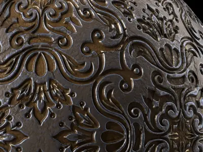 Metal Materials 13- Ornament Metal panels Pbr 4k Seamless 3D model