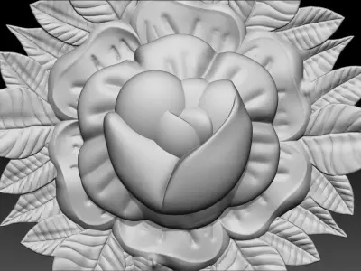 Rose Relief with leaves Printable model 3D print model