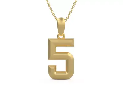 Model 1157 Number 5 Necklace Curved 3D print model