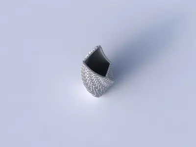 Vase twisted bent quadratic with wavy grid piramides 3D print model