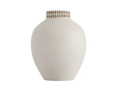 Etched Ivory Ceramic Urn Vase 3D model