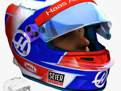 Grosjean helmet 2018 Low-poly 3D model