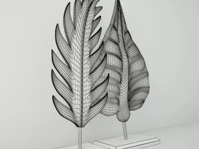 Albesia Wood Leaf Decoration 2 3D model