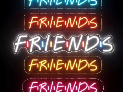 Friends Neon Sign Set 3D model