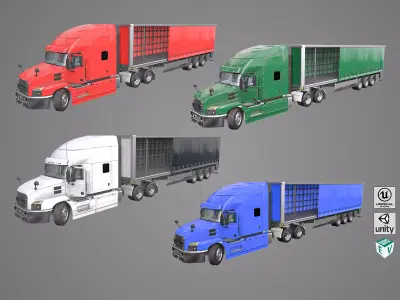 Heavy Truck 05 Curtainsider 4 Variant  All PBR Textures Low-poly 3D model