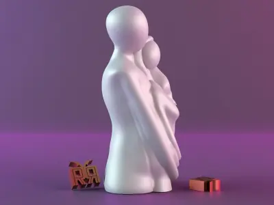 Couple Figurine Hugging Statue 3D print model