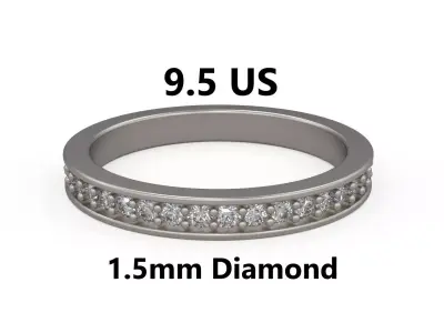Model 1231 Eternity Band Ring 9 and half US Size 1pnt5mm Diamond 3D print model