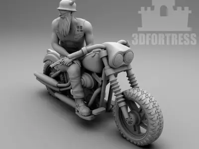 Biker in a helmet 3D print model