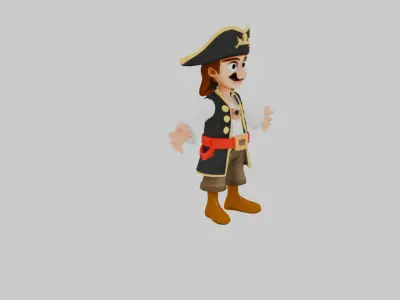 3D Cartoon Pirate Character TPose Game Ready 3D model