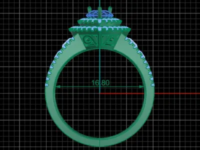 golden ring with a series of precious stones 3D print model