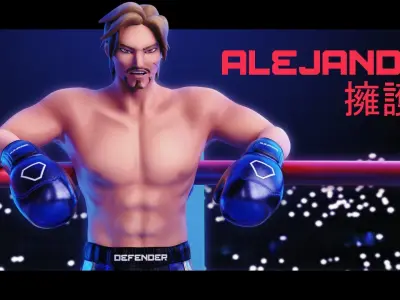 Low Poly Boxer - MMA Fighter - Alejandro Low-poly 3D model