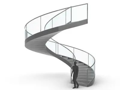 Spiral Staircase with Railing Architectural Details  3D model
