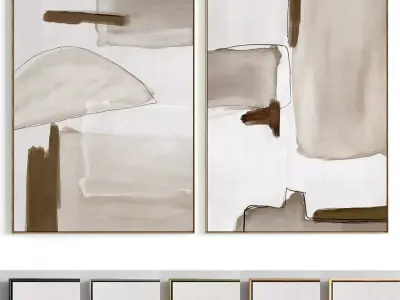Plaster Two Photo Frame 103 Low-poly 3D model
