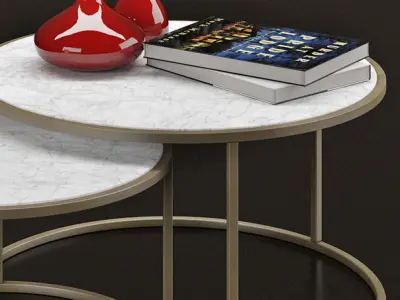 Table two coffee tables with vase on top 3D model