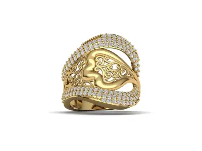 STL 3DM Women Ring Womens Ring Diamonds With Stone Model 3D print model