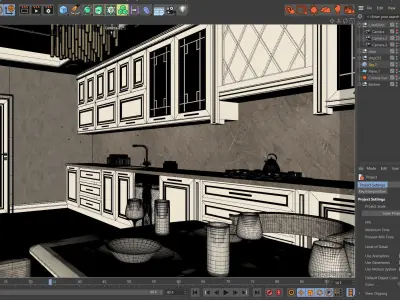 Kitchen Interior Scene 3D model buy