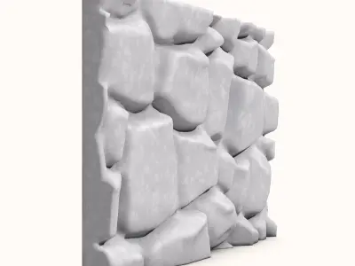 Rubble Stone Wall Low Poly Asset 3D model