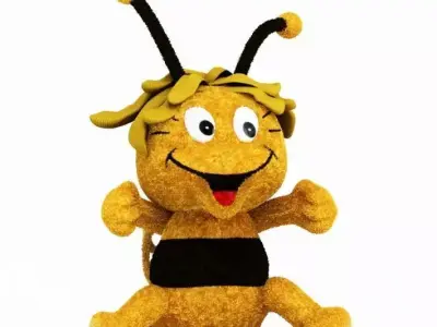 Black And Yellow Stuffed Bee Toy 3D model