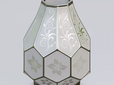 Vase29 glass lamp with floral design 3D model